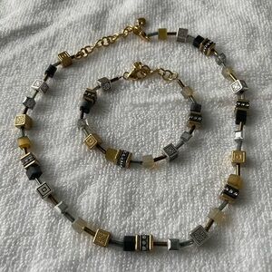 Brighton brown gold box necklace and bracelet set